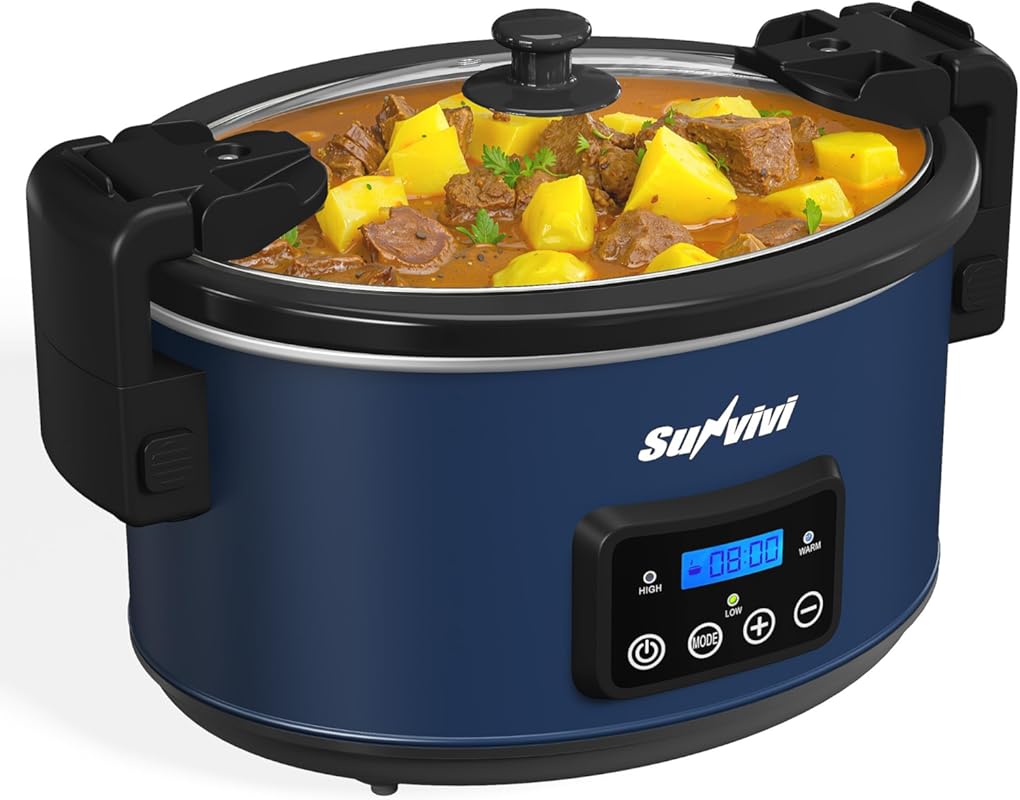 Sunvivi 8.5 Quart Programmable Slow Cooker with Locking Lid, Digital T