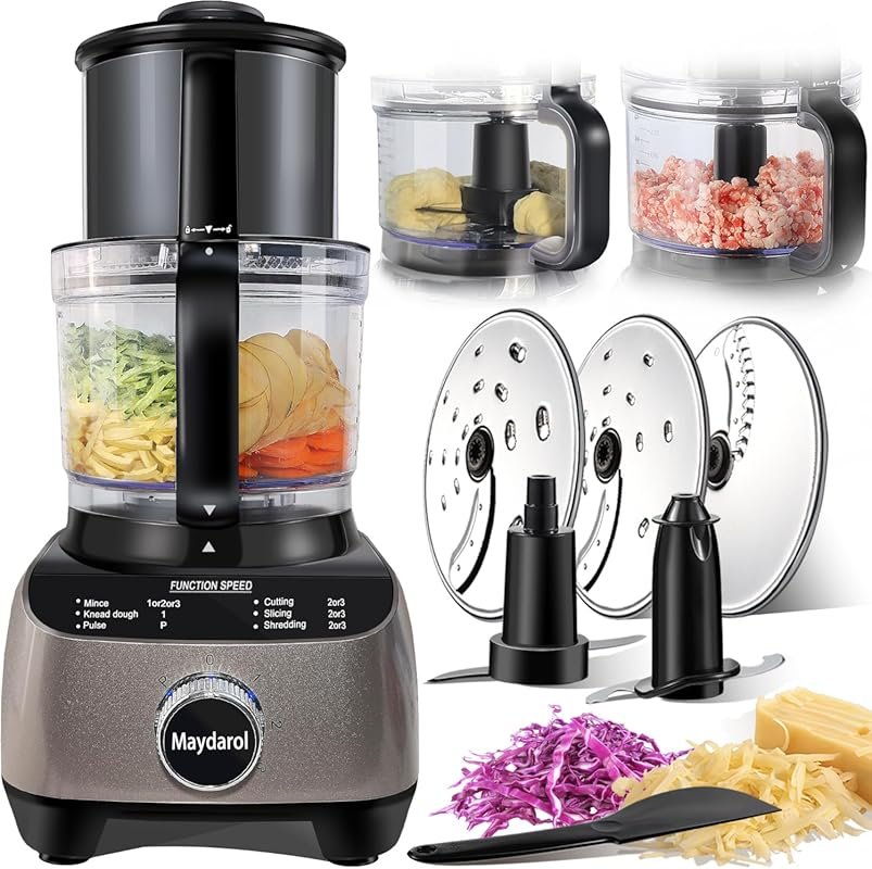 14 Cup XL Food Processor: Large Chute, 4 Speeds, 600W for Blending, Ch