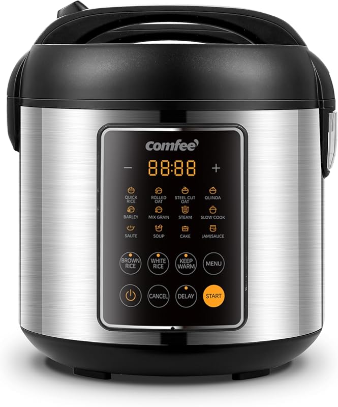 COMFEE' 5.3 QT Stainless Steel Multi Cooker: Rice, Slow Cooker, Steame