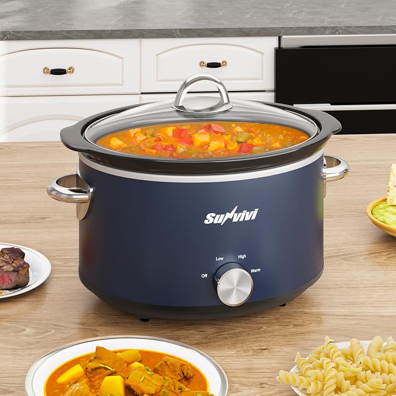 Sunvivi 4-Quart Slow Cooker & Mini Food Warmer with 3 Heating Settings