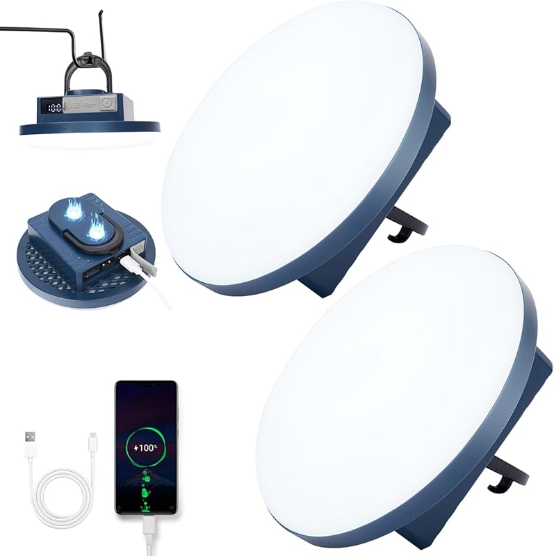 2-Pack Rechargeable LED Camping Lanterns: 12000mAh, 5000 Lumen, 42W Te