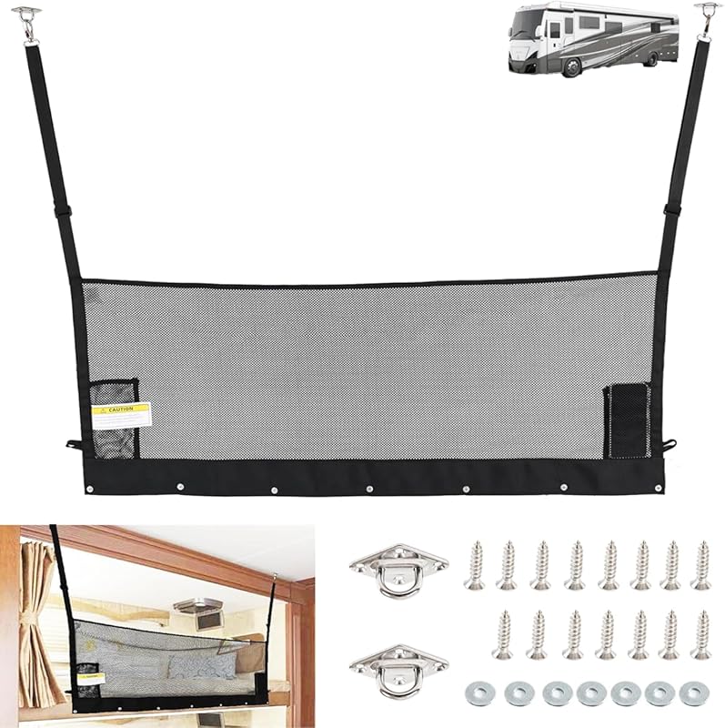 Adjustable 46"x18" RV Bunk Bed Safety Netting Mesh Barrier for Camper,