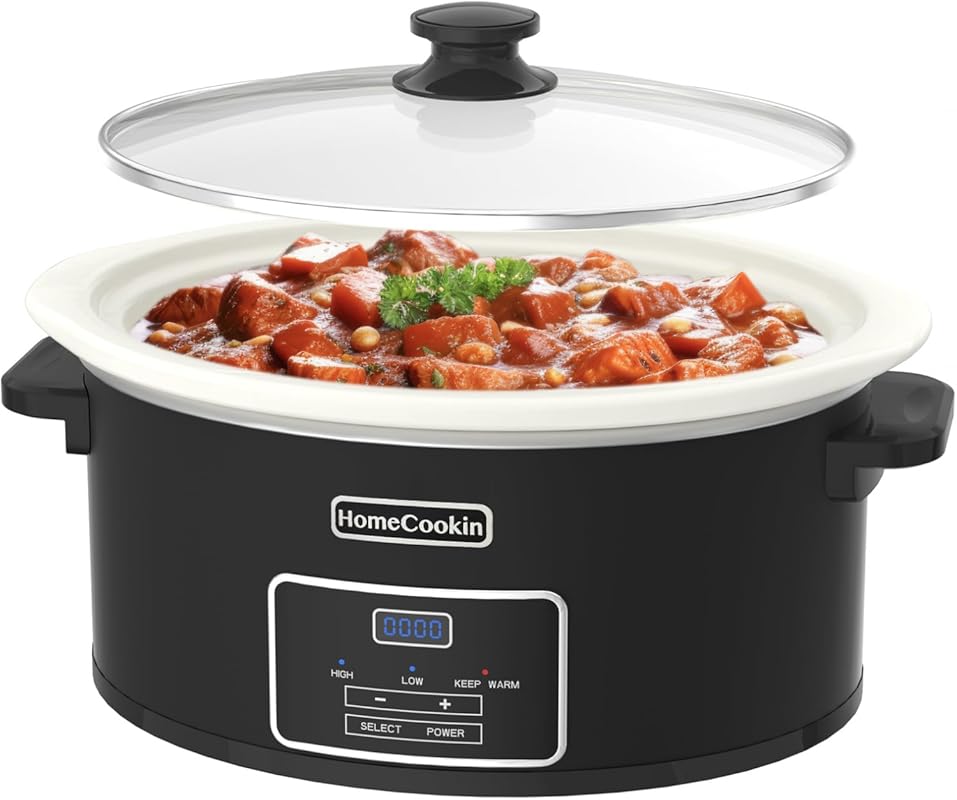 HOMECOOKIN 8-Quart Programmable Slow Cooker with Timer Keep Warm - Sma