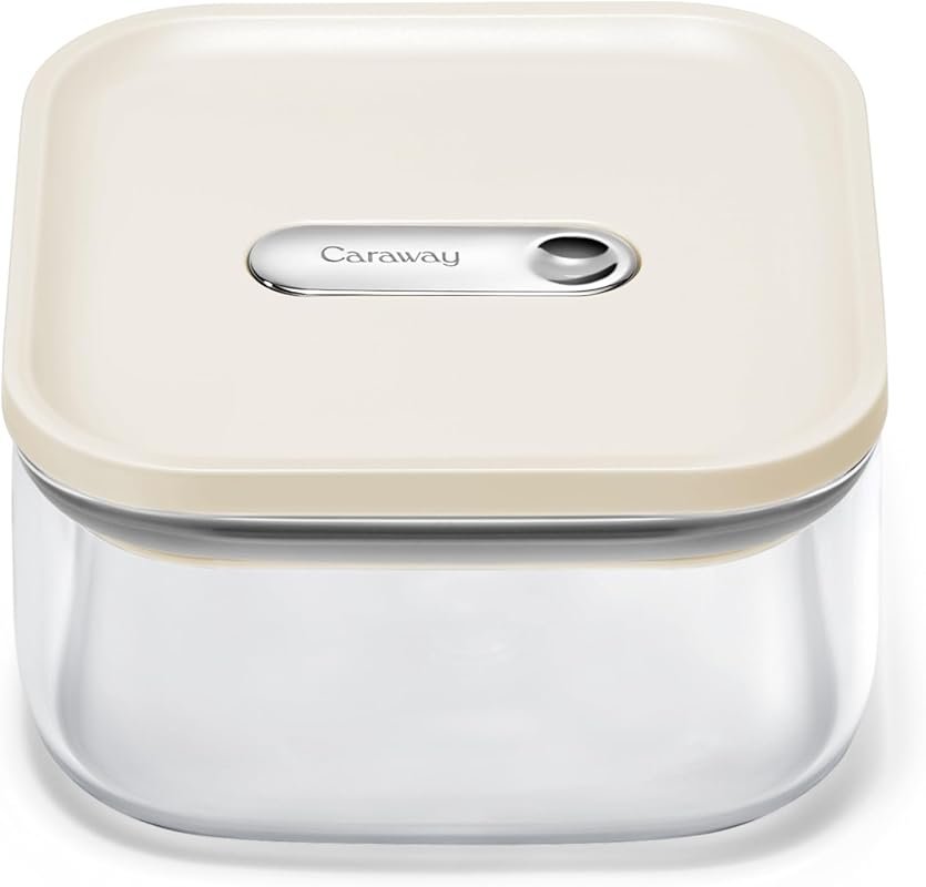 Caraway 1qt Glass Airtight Food Storage Container - Cream, Non-Toxic, 