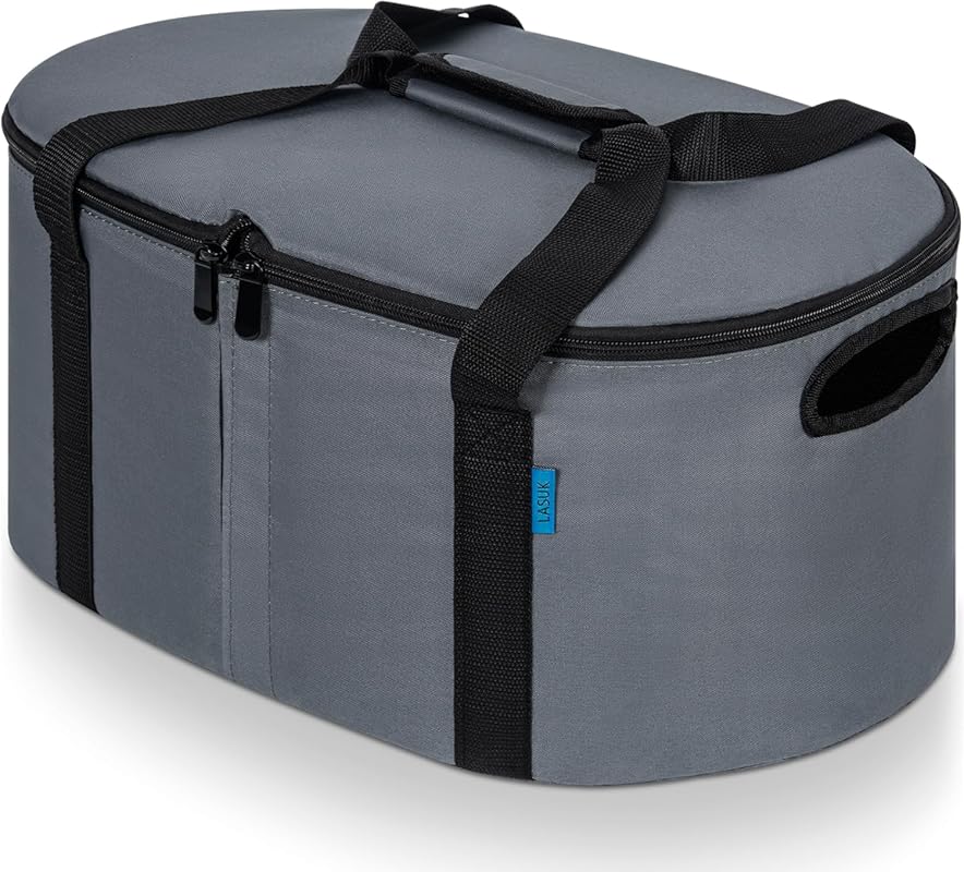 Grey Portable Insulated Slow Cooker Travel Bag with Mesh Net for 4-8 Q