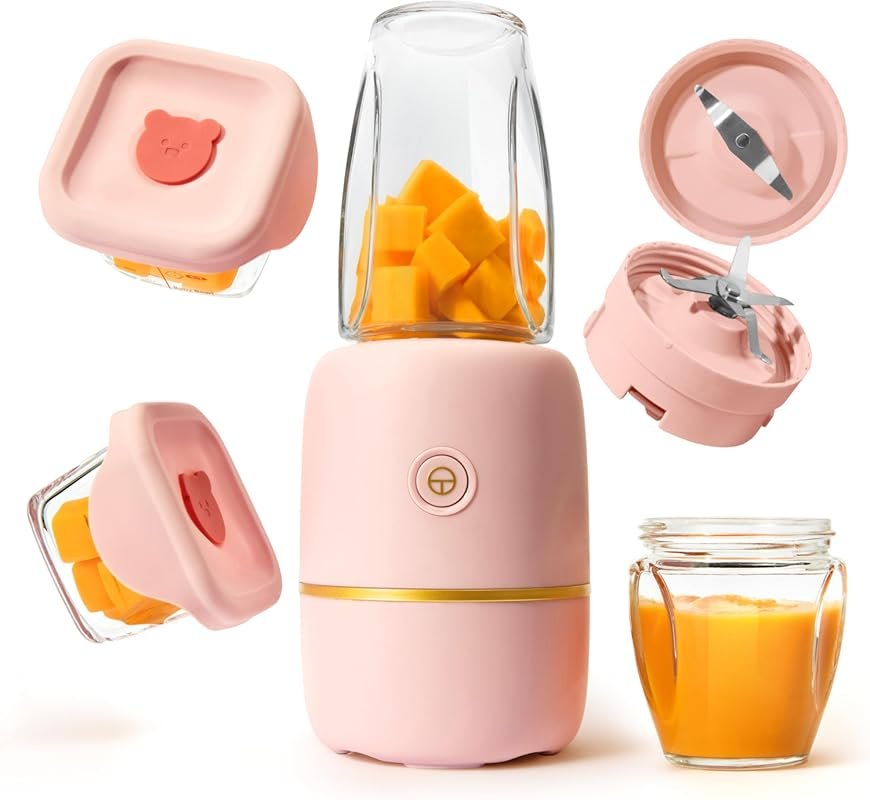 Bubble Blender: Baby Food Maker, Puree Blender with Glass Cups for Smo