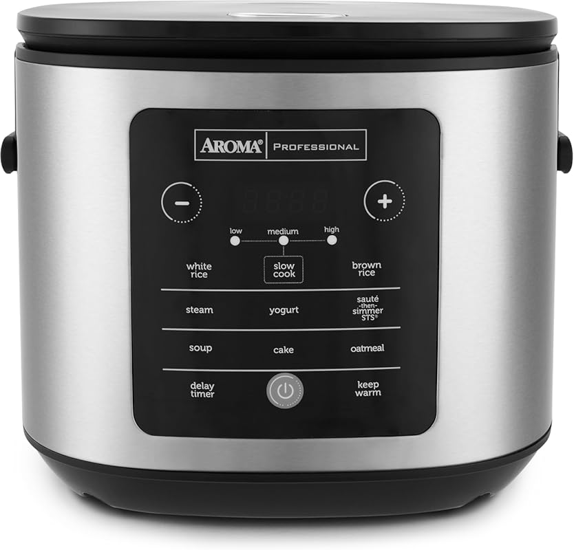 AROMA 20-Cup Ceramic Slow Cook Rice Cooker with Handles, PFAS-Free