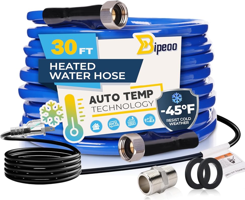 30FT Heated RV Water Hose, Anti-Freeze to -45°F, Lead & BPA Free, for