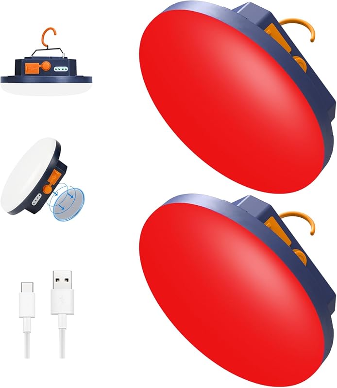 2-Pack 3000 Lumen Rechargeable Camping Tent Lights: 10000mAh, 24-Hour 