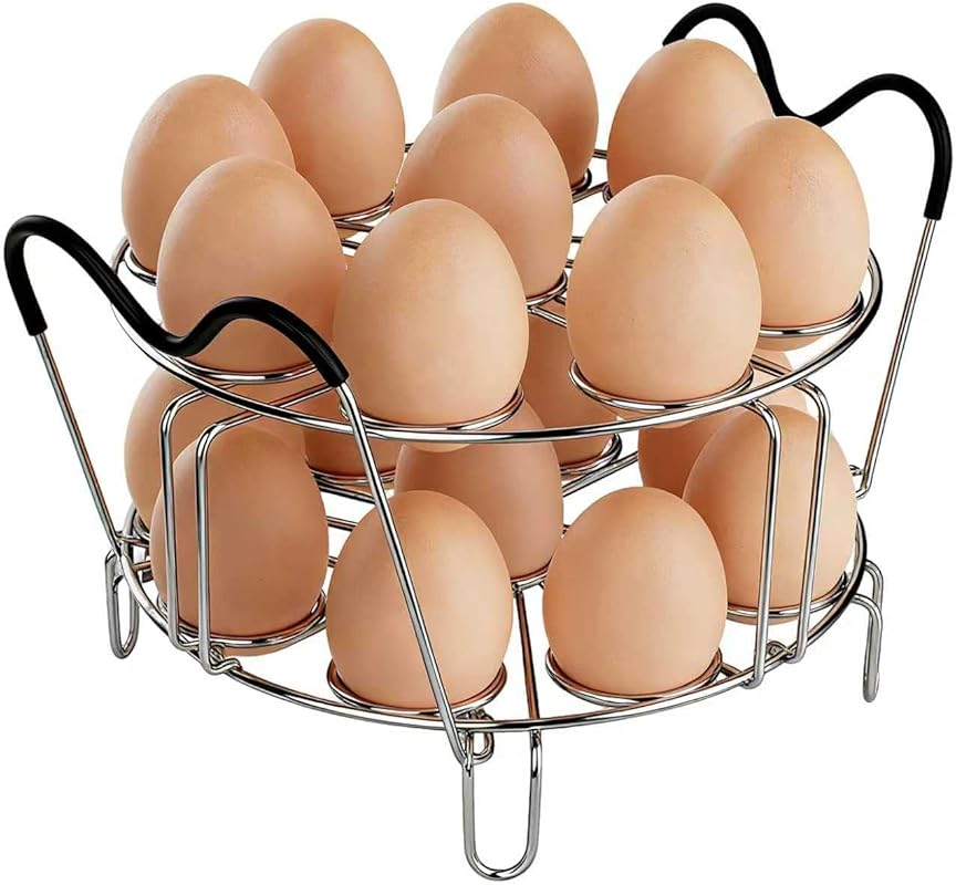 Stackable 18-Egg Stainless Steel Steamer Rack Trivet with Heat-Resista