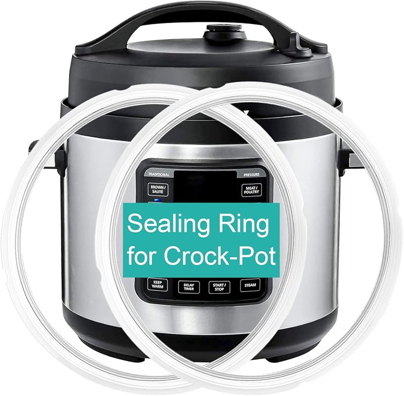 2-Pack Clear Original Sealing Ring for Crock Pot 8 Quart Pressure Cook