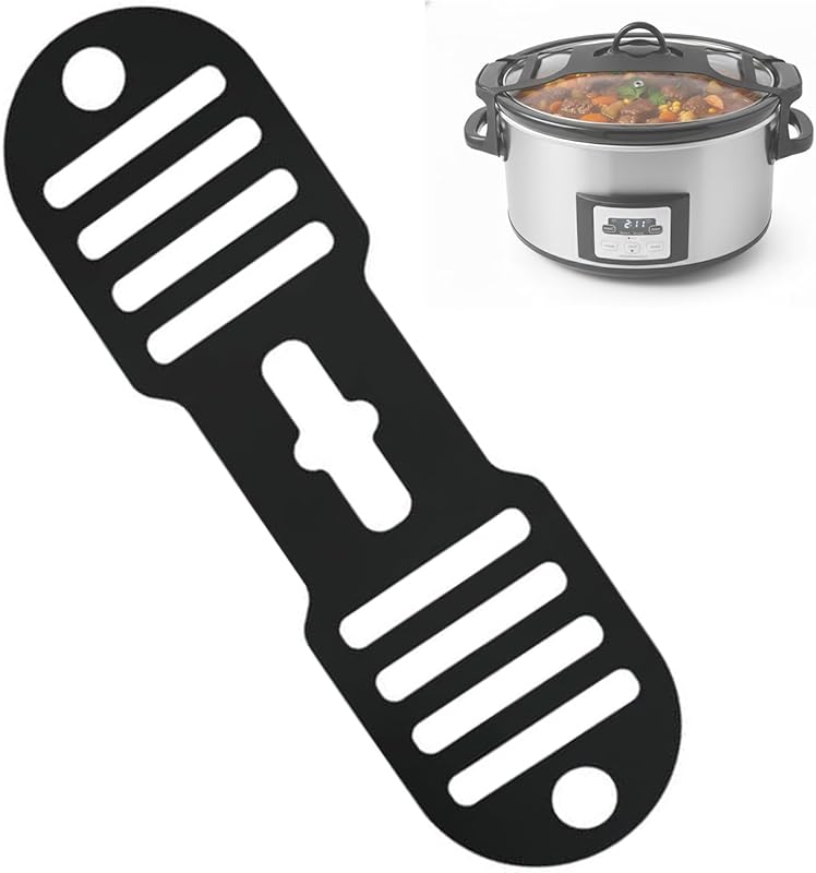 Universal Black Silicone Lid Lock Strap for Crockpot Slow Cookers (6-8