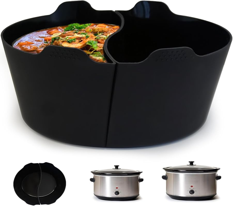 6-7 Quart Oval Silicone Slow Cooker Liner Divider, Reusable, BPA-Free,