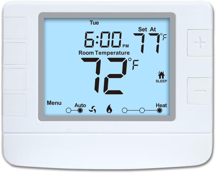 Programmable Thermostat for House, 1 Heat/1 Cool, with Extra Large Dis