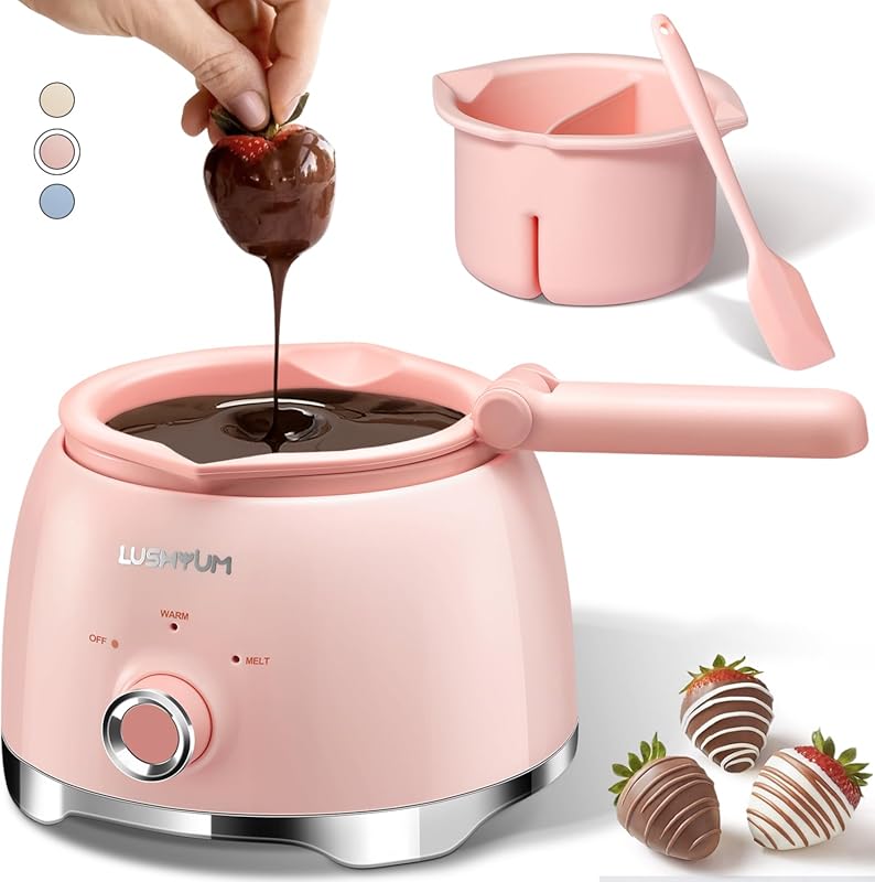 4-Cup Chocolate Melting Pot Warmer with 2 Insert Pots and Spatula
