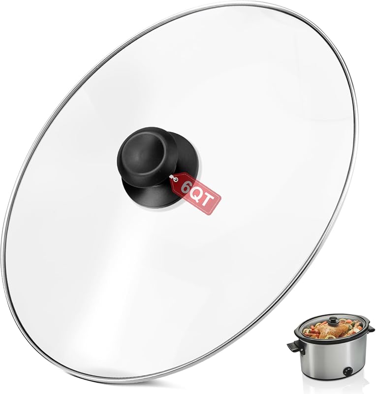 Oval Glass Crock Pot Lid 6 Quart Replacement for Hamilton Beach 33665G