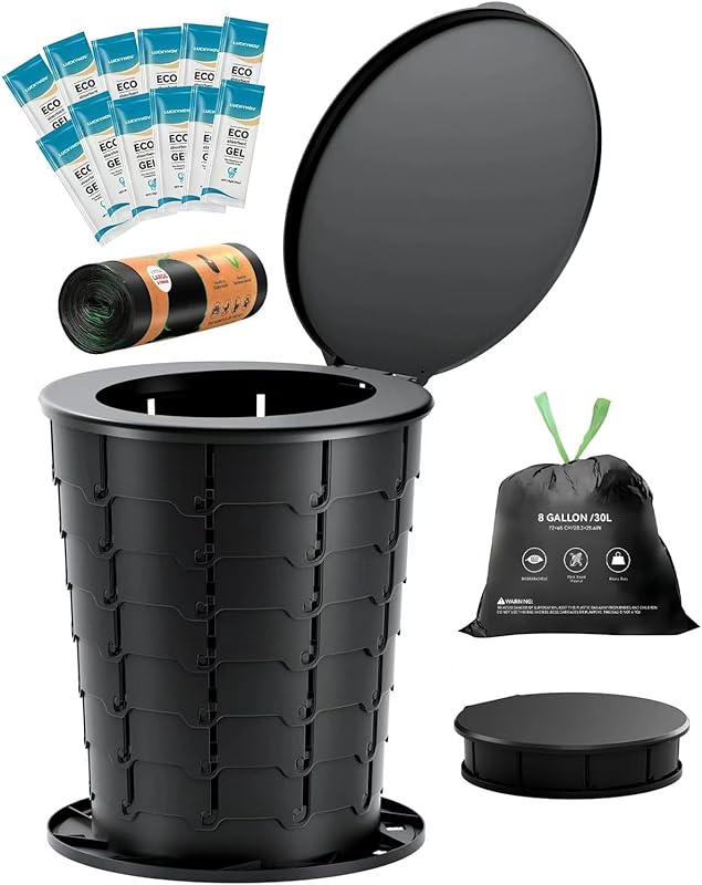 Height Adjustable Folding Toilet: 400 lbs Capacity, Compact for Campin