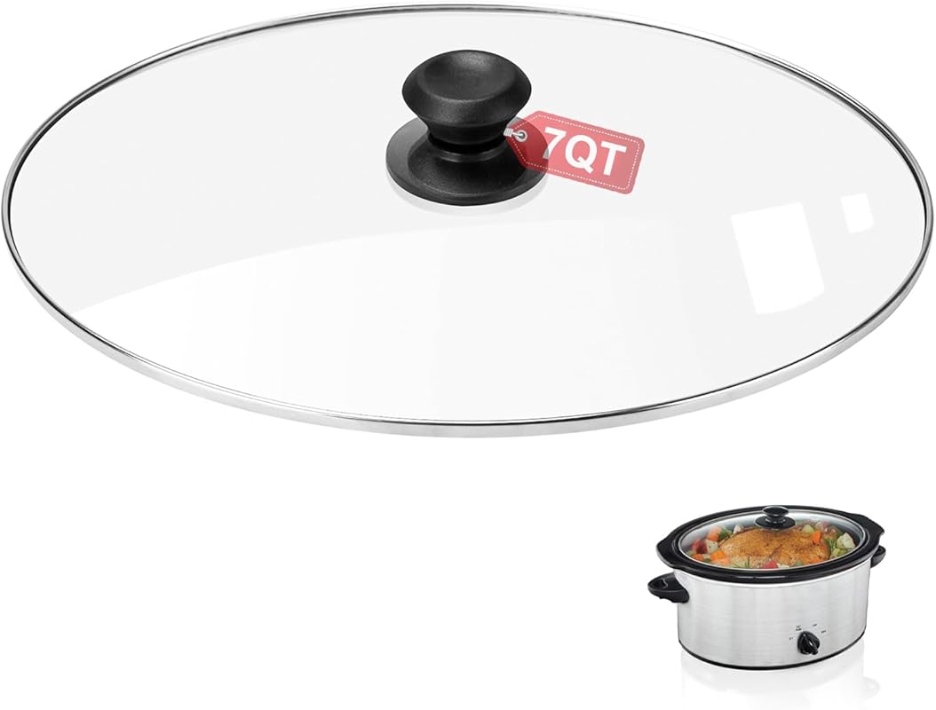 Oval Glass Crock Pot Lid 7 Quart Replacement for SCV700SS & Hamilton B