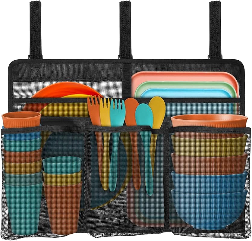 Black Collapsible Mesh Dish Drying Bag & Portable Rack for Camping, RV