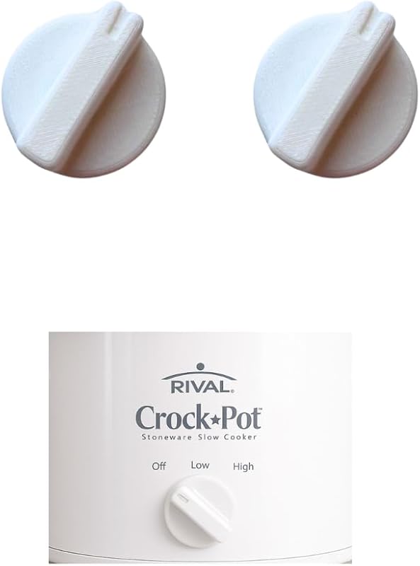 White Replacement Knob for Rival Crock Pot Slow Cooker Dial, 2 Pack