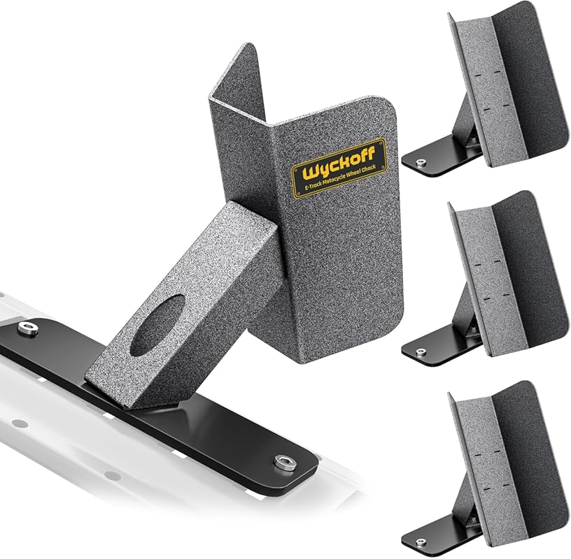 Wyckoff Heavy-Duty E-Track Dirt Bike Wheel Chock 4-Pack with 360° Swiv