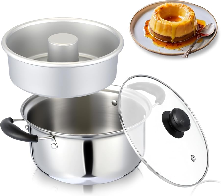 LemonRoad 1.9 Qt Stainless Steel Double Boiler with Aluminum Flan Mold