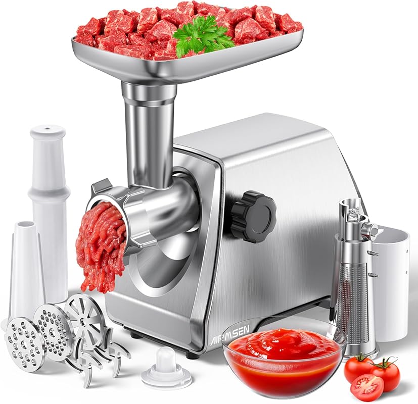 AIRMSEN Electric Meat Grinder & Tomato Sauce Press with Strainer. Heav