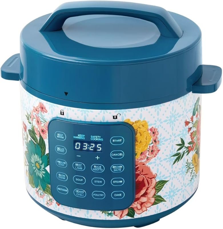 6-Quart Multi-Cooker with Floral Design - 7-in-1 Pressure Cooker, Slow