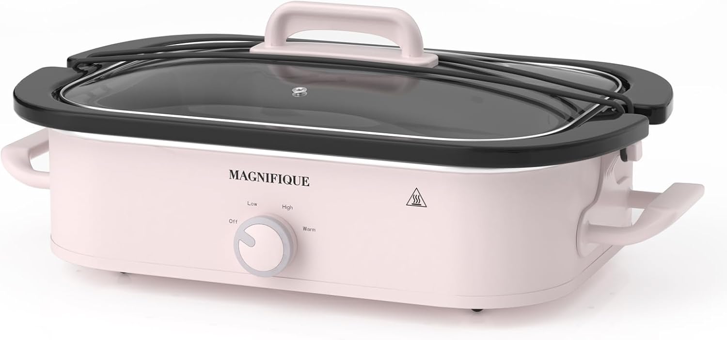 MAGNIFIQUE 4 Quart Pink Low Watt Slow Cooker with Adjustable Temperatu