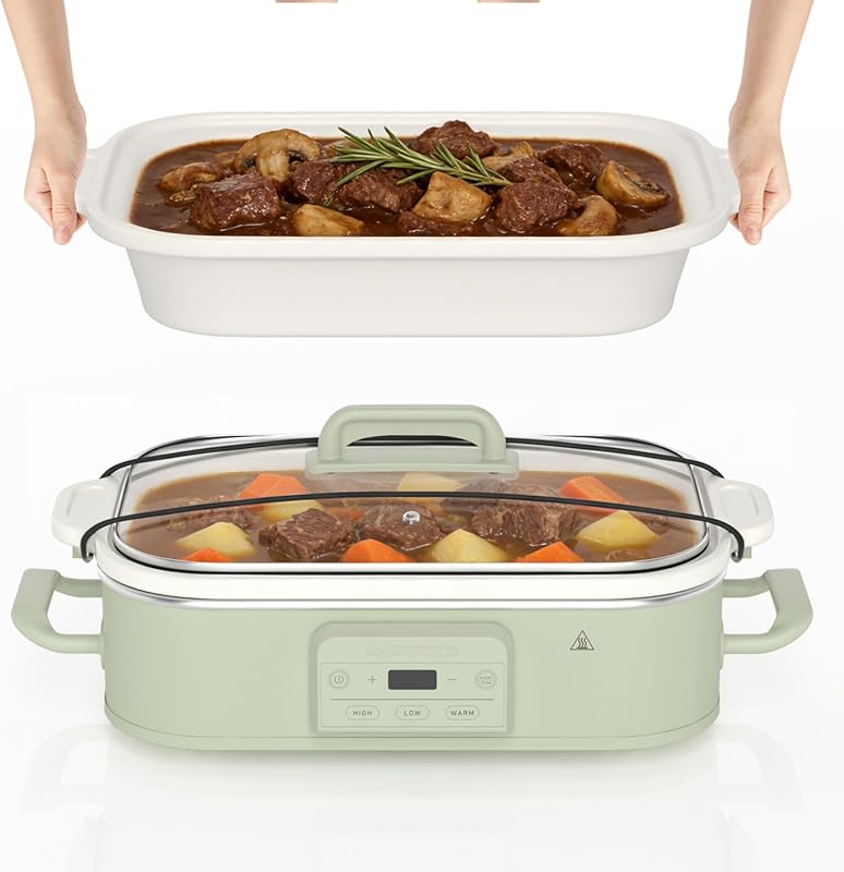4 Quart Programmable Slow Cooker with Ceramic Baking Dish for Family D