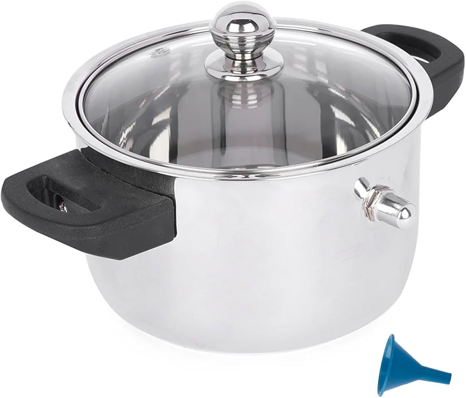 Stainless Steel Double Wall Milk Boiler with Whistle, Funnel & See Thr