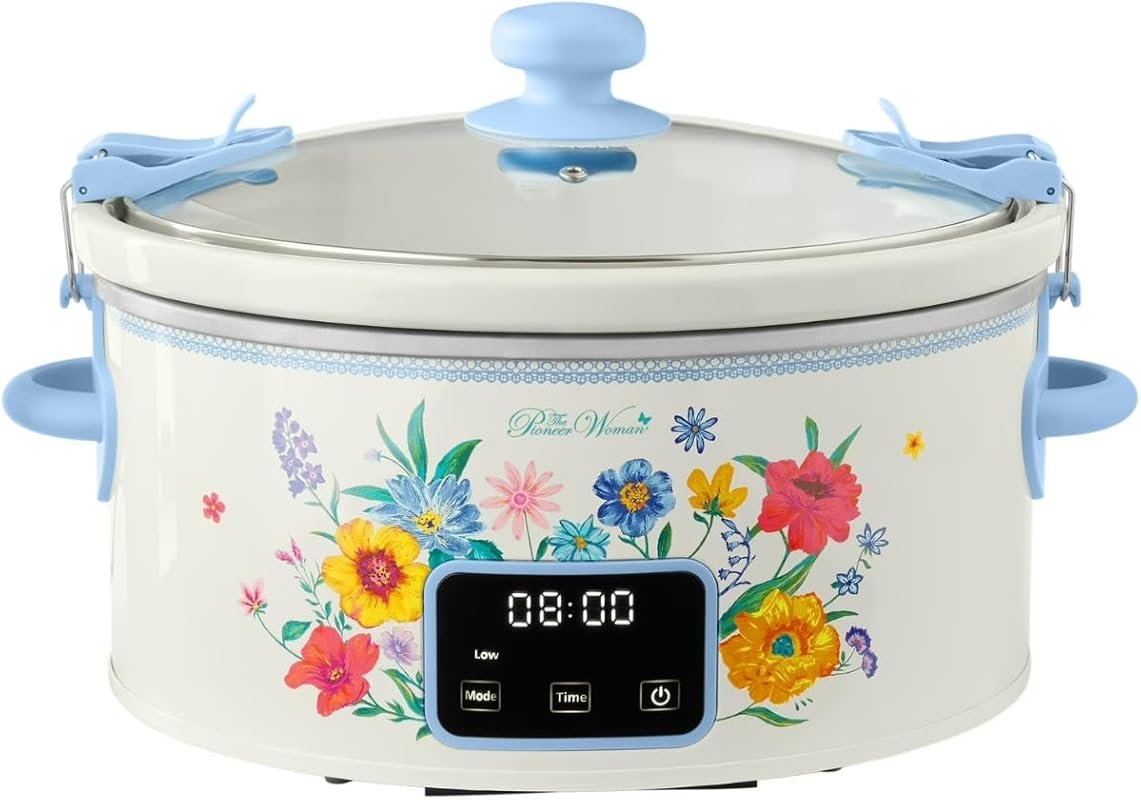 Pioneer Woman 6-Quart Programmable Slow Cooker with Locking Lid and Br