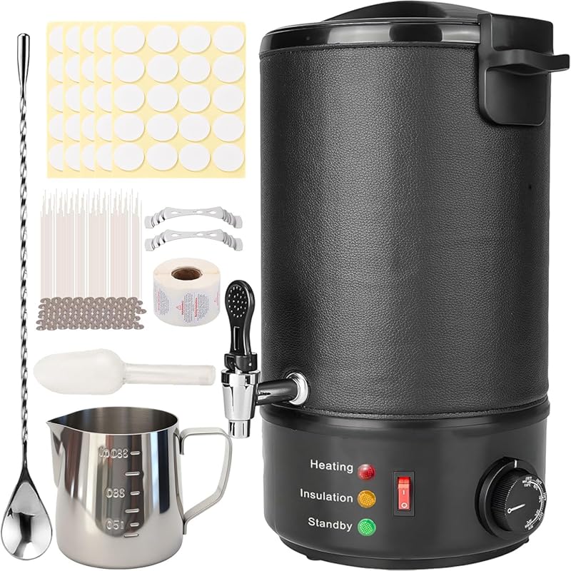 Large 6.5 Liter Electric Wax Melter for Candle Making with Easy Pour S
