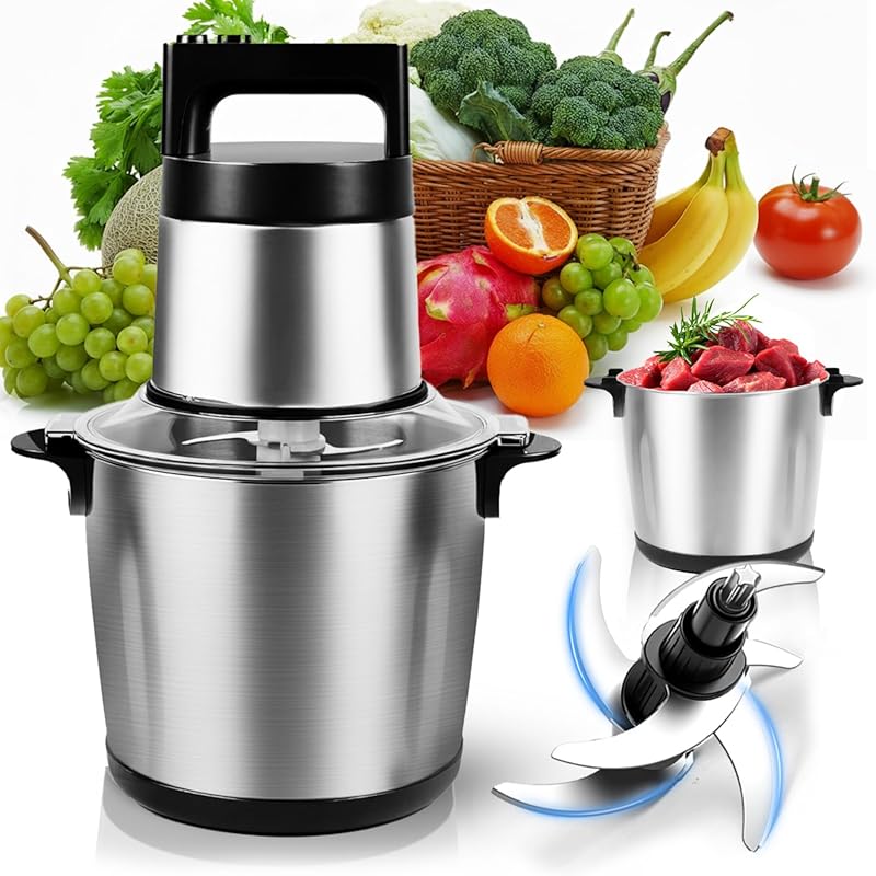 Heavy-Duty 1200W Electric Food Processor Meat Grinder, 6L Stainless St