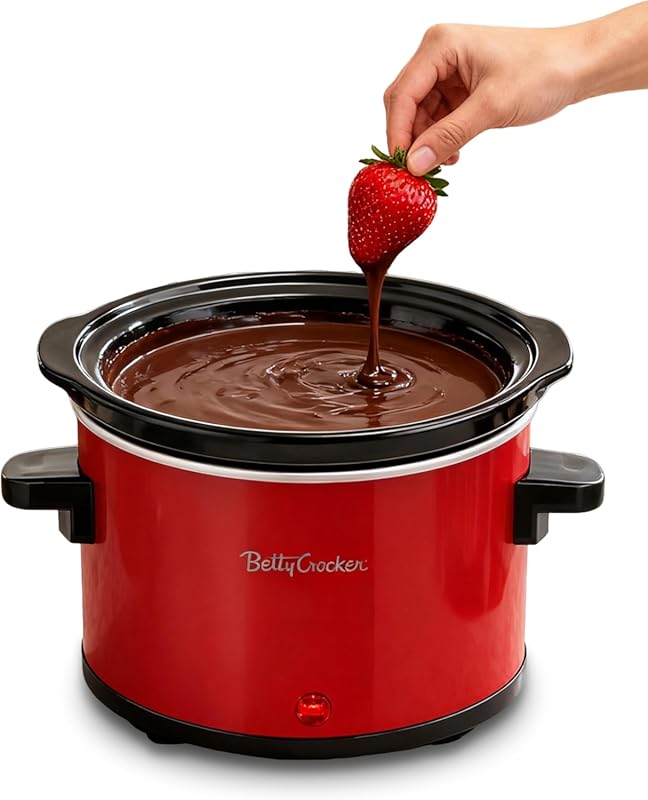 Betty Crocker BC-2555R Red 0.7-Quart Mini Slow Cooker, Electric Fondue
