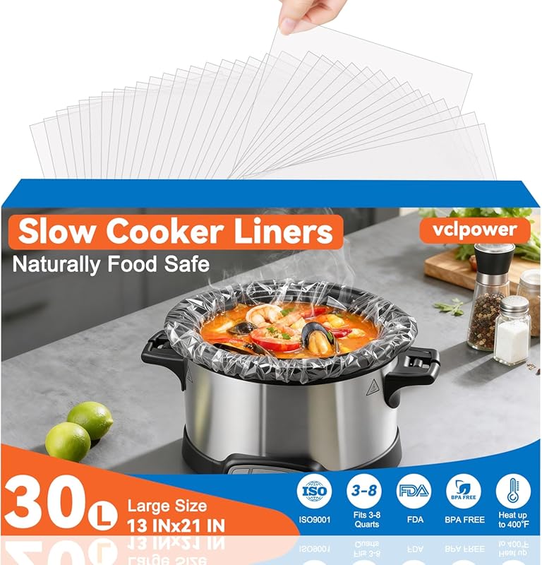 Slow Cooker Liners 13”x21”, Large Size Disposable Cooking Bags, BPA-Fr