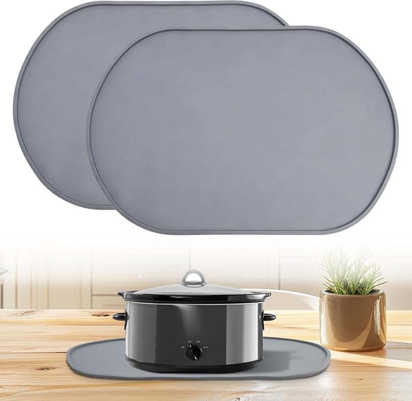 Thickened Silicone Heat Resistant Mat, Oval Non-Slip Waterproof Pad fo