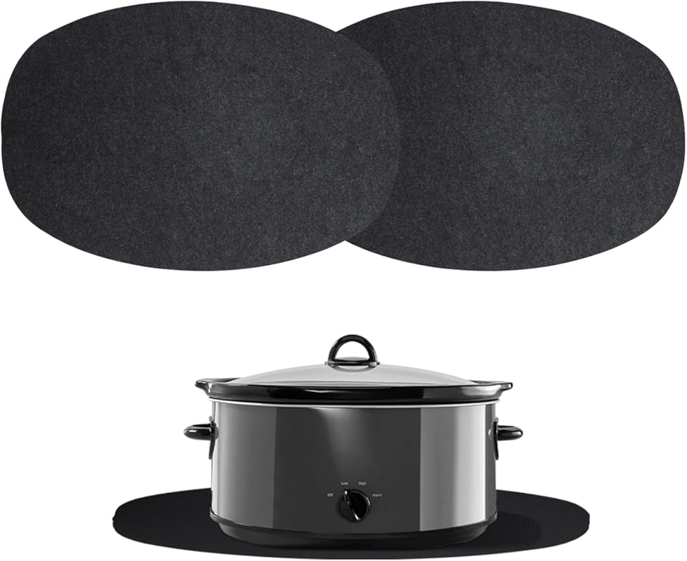 2 Pack Slow Cooker Heat Resistant Mat for Hamilton - Oval Mat for Coun