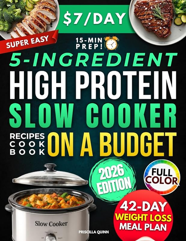 Super Easy 5-Ingredient High Protein Slow Cooker Cookbook: 15-Minute P