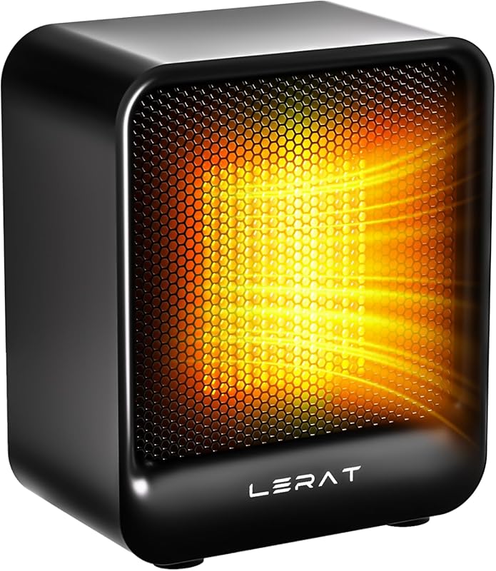 Lerat Portable 500W Mini Space Heater with Overheating & Tip-Over Prot