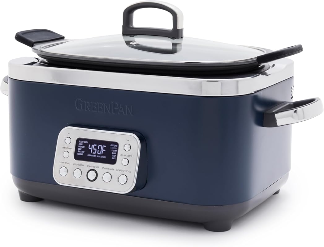 GreenPan Elite 6QT Electric Slow Cooker with In-Pot Browning and Remov