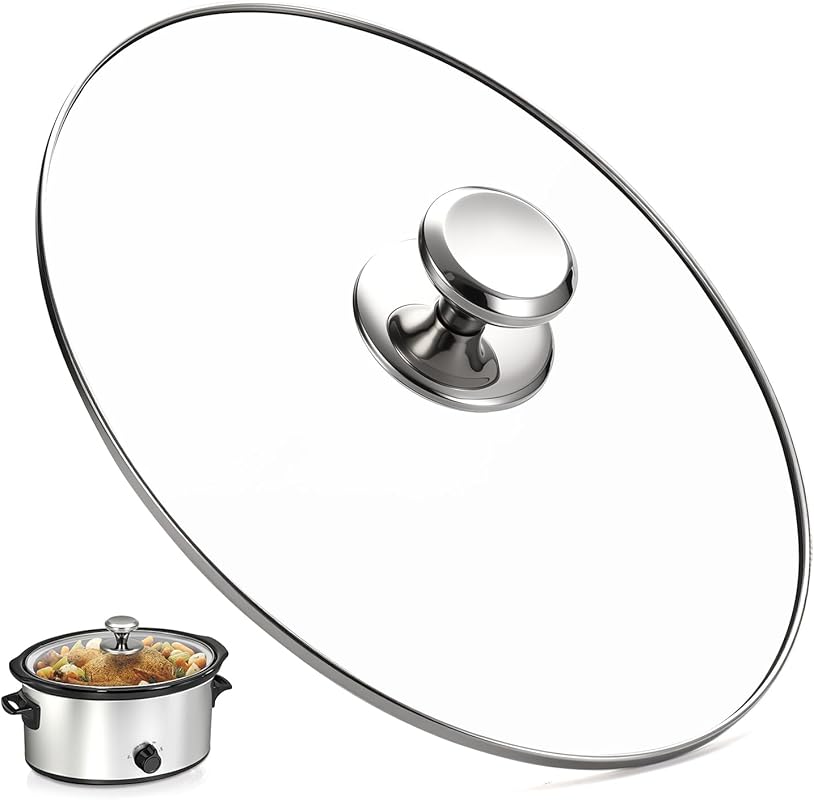 Oval Glass Lid 6 Quart Replacement for Hamilton Beach 33665G Slow Cook