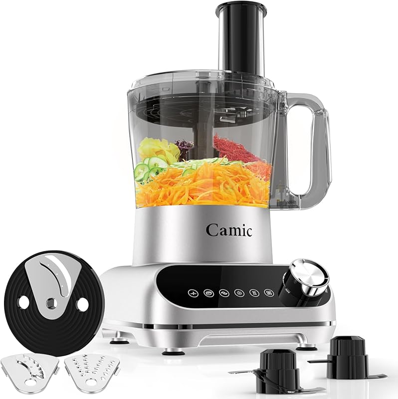 Camic 600W Countertop Food Processor, 72oz Large Capacity, 6 Preset Pr