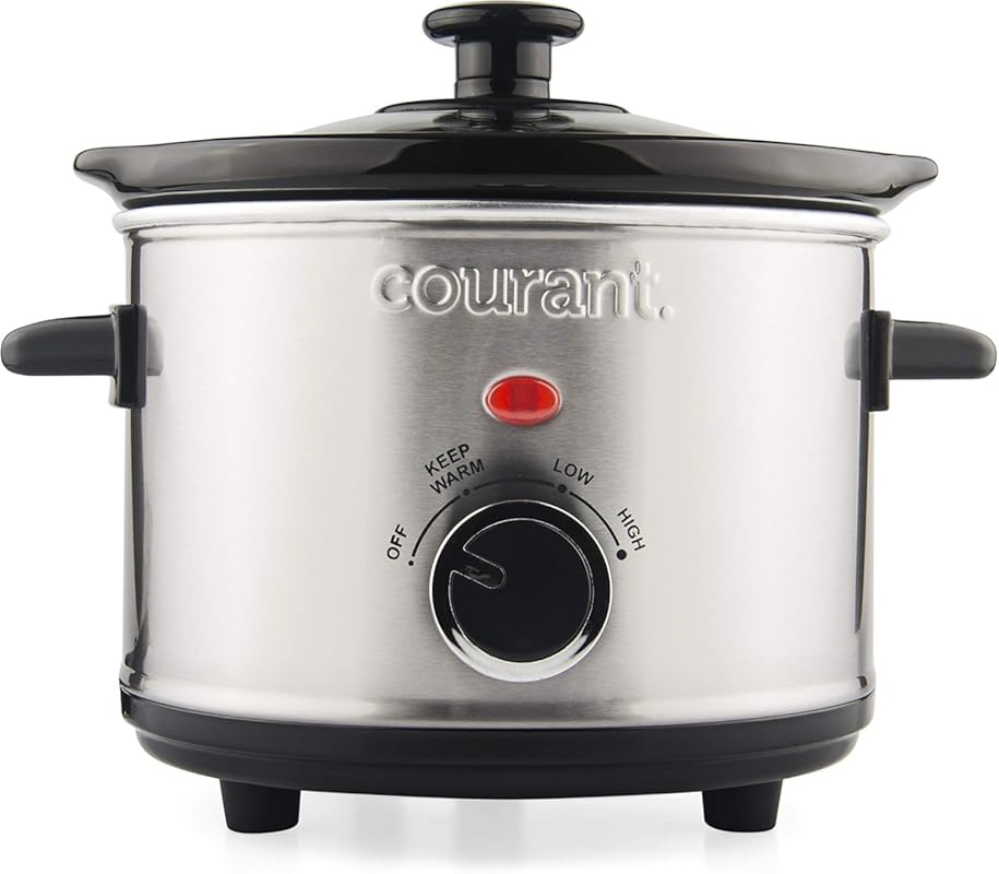 Courant 1.6QT Mini Slow Cooker 3 Heat Settings Removable Ceramic Pot D